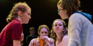 The cast of Encore Stage & Studio's 'CSI: Christmas Scene Investigators.' Photo by Cindy Kane Photography.