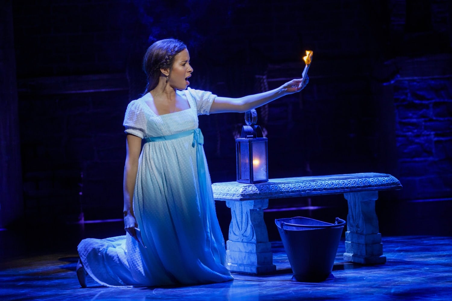 Perfecting the ‘Burn’: Props Master Jay Duckworth on Styling the Iconic ‘Hamilton’ Song Lexi Lawson as Eliza Hamilton. Photo by Joan Marcus.