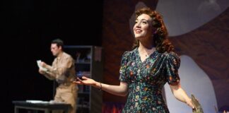 Jake Epstein as Jack and Amelia Pedlow as Louise in Ken Ludwig's 'Dear Jack, Dear Louise' at Arena Stage. Photo by C. Stanley Photography.